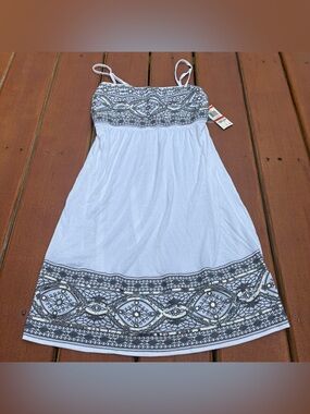 White Y2K Dress with Gray Embroidered Sequins Beach Boho